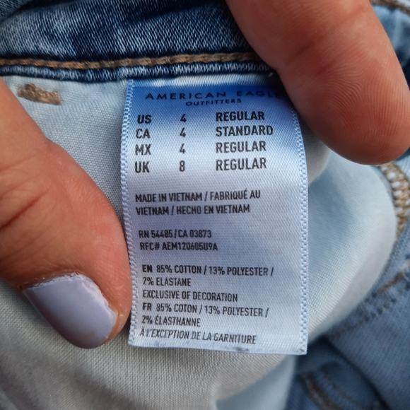 AEO American Eagle Super Hi Rise Jegging Distressed Holes Skinny Jeans 4 Regular - Picture 7 of 9